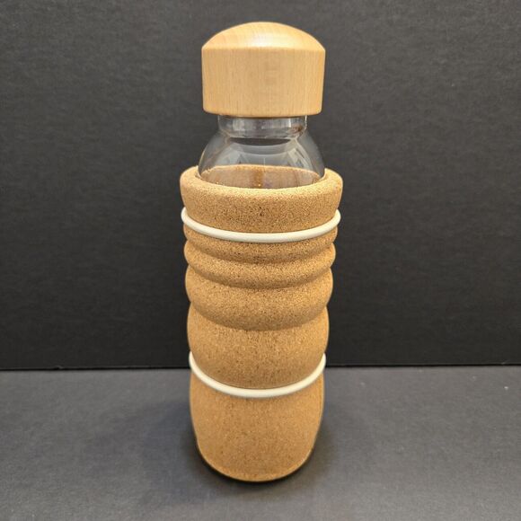NEW Thank You Brand Drinking Bottle Cork Wrap .3l W/Large Opening Wood Lid - Picture 2 of 14